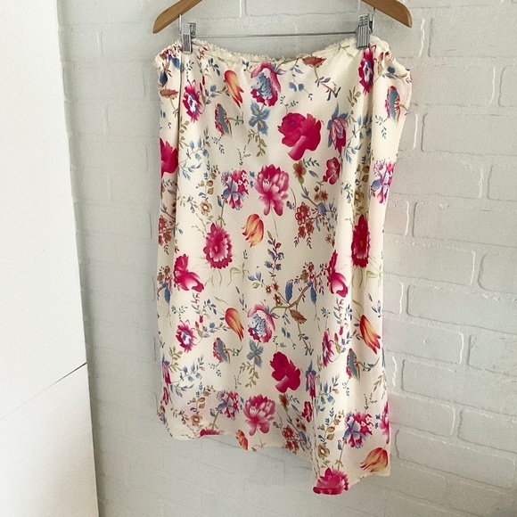 Vintage Midi Skirt Y2K Flowy Floral Roses Fairy Cream Pink Blue Peach Red Sz 3X - Picture 9 of 11